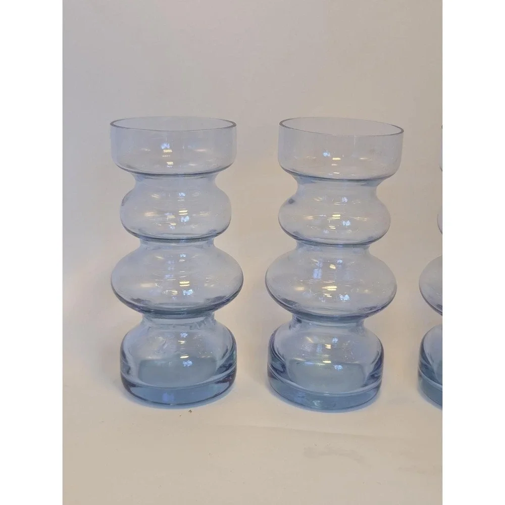 Set of 3 Lavender Purple Bubble Glass Vases Mid Century Modern Stacked Bud Vases